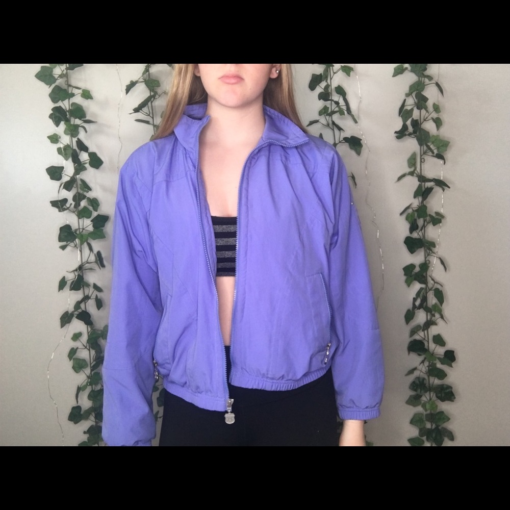 Purple zip up jacket, Kaelin
